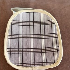 Plaid Canvas Crossbody Bag in Cream and Brown